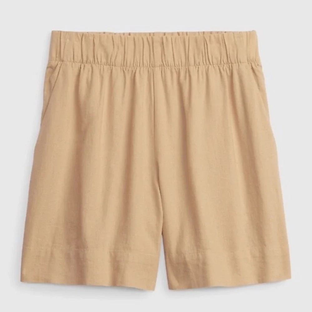 Gap‎ Linen Blend Shorts Beige Pull On Elastic Waist Casual Size XXL NWT